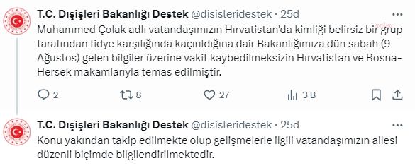 Dışişleri Bakanlığı'ndan Açıklama