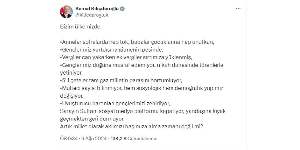 Kılıçdaroğlu'ndan Dikkat Çeken Mesaj