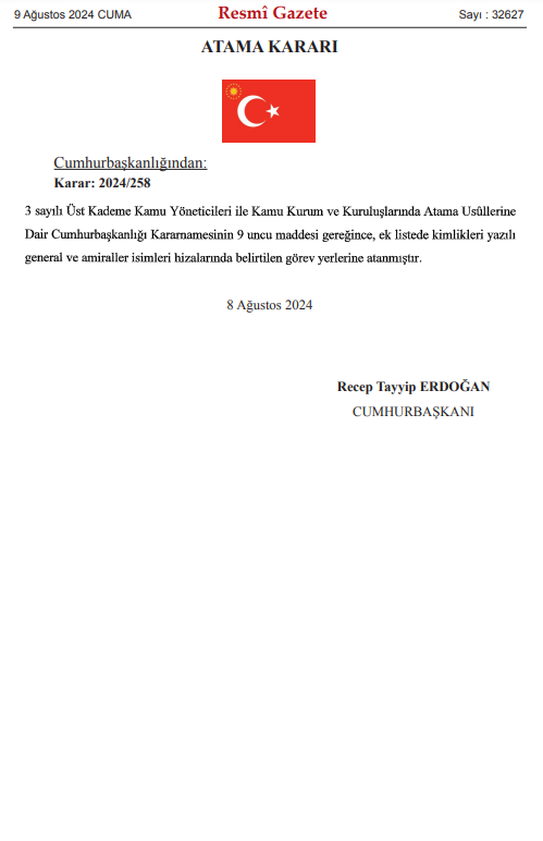 Türk Silahlı Kuvvetleri'nde Yeni Atama Kararları